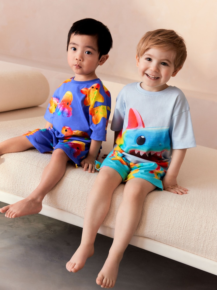 Blue Shark Short Pyjamas 2 Pack (9mths-8yrs) - Image 2 of 4