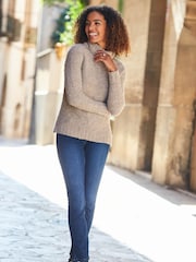 Sosandar Light Brown Roll Neck Boucle Slouch Jumper - Image 1 of 5
