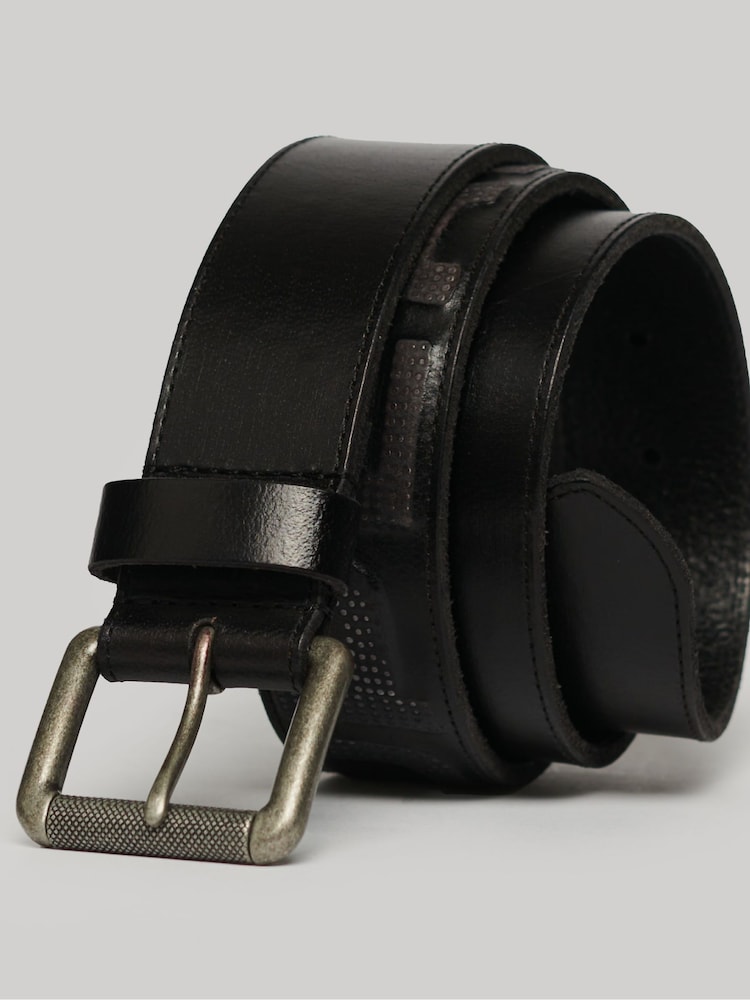 Superdry Black Chrome Vintage Branded Belt - Image 1 of 3