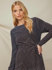 Ro&Zo Disco Jersey Twist Side Black Dress - Image 5 of 6