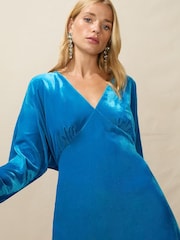 Ro&Zo - Blue Velvet Short Dress - Image 3 of 4