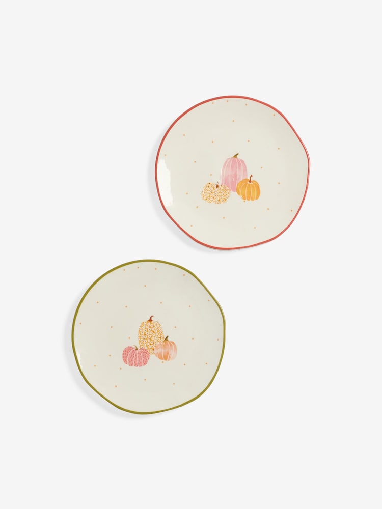 Set of 2 Orange Pumpkin Side Plates - Image 1 of 5 Set of 2 Orange Pumpkin Side Plates - Image 1 of 5