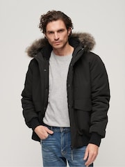 Superdry Grey Hooded Everest Puffer Bomber Jacket - Image 1 of 6