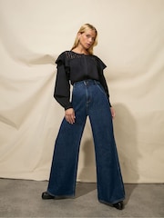 Ro&Zo Blue Wide Leg 100% Cotton Jeans - Image 1 of 4
