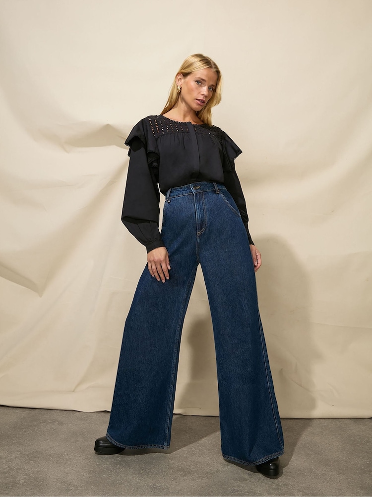 Ro&Zo Blue Wide Leg 100% Cotton Jeans - Image 1 of 4
