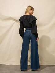 Ro&Zo Blue Wide Leg 100% Cotton Jeans - Image 2 of 4