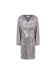 Ro&Zo Silver Pewter Cluster Sequin Short Dress - Image 6 of 6