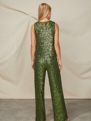 Ro&Zo Olive Green Cluster Sequin Trousers - Image 3 of 6