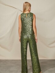 Ro&Zo Olive Green Cluster Sequin Trousers - Image 4 of 6