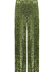 Ro&Zo Olive Green Cluster Sequin Trousers - Image 6 of 6