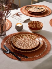 12 Piece Rust Orange Trailing Leaf Dinner Set - Image 2 of 4