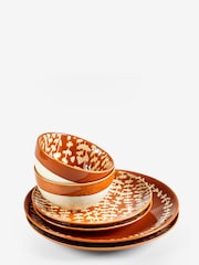 12 Piece Rust Orange Trailing Leaf Dinner Set - Image 4 of 4