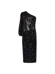 Ro&Zo Selena Sequin One Shoulder Black Dress - Image 4 of 7