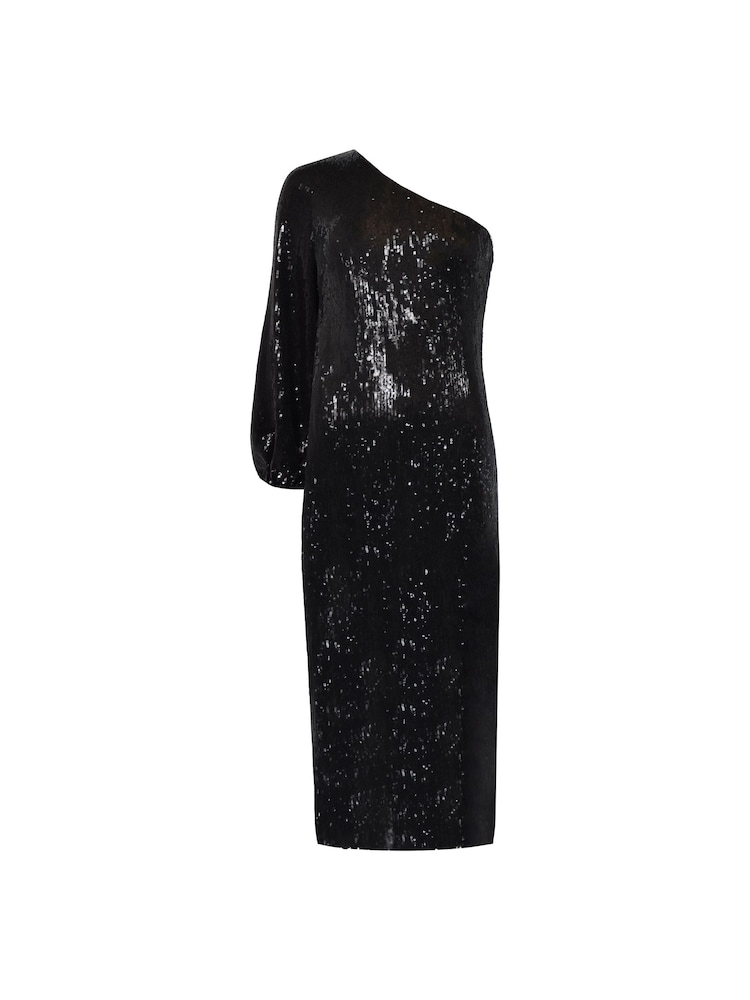 Ro&Zo Selena Sequin One Shoulder Black Dress - Image 4 of 7