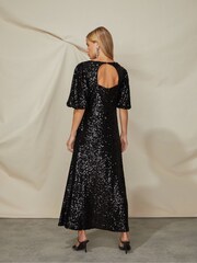 Ro&Zo Cluster Sequin Evora Black Dress - Image 6 of 9
