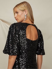 Ro&Zo Cluster Sequin Evora Black Dress - Image 8 of 9