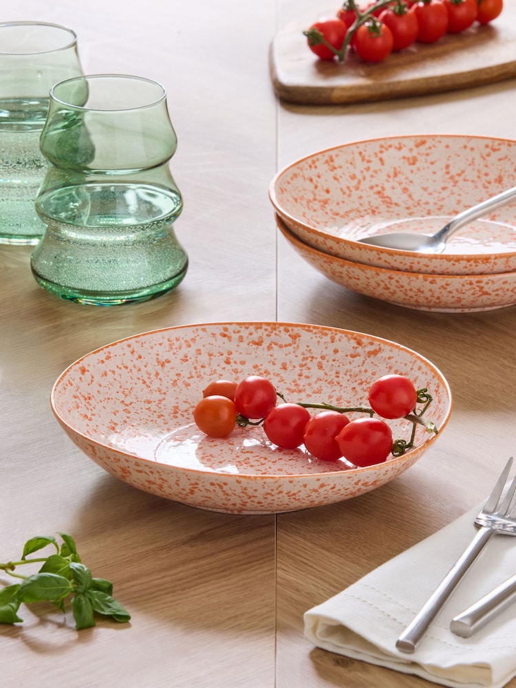 Orange Speckle Pasta Bowls Set of 4 - Image 1 of 4
