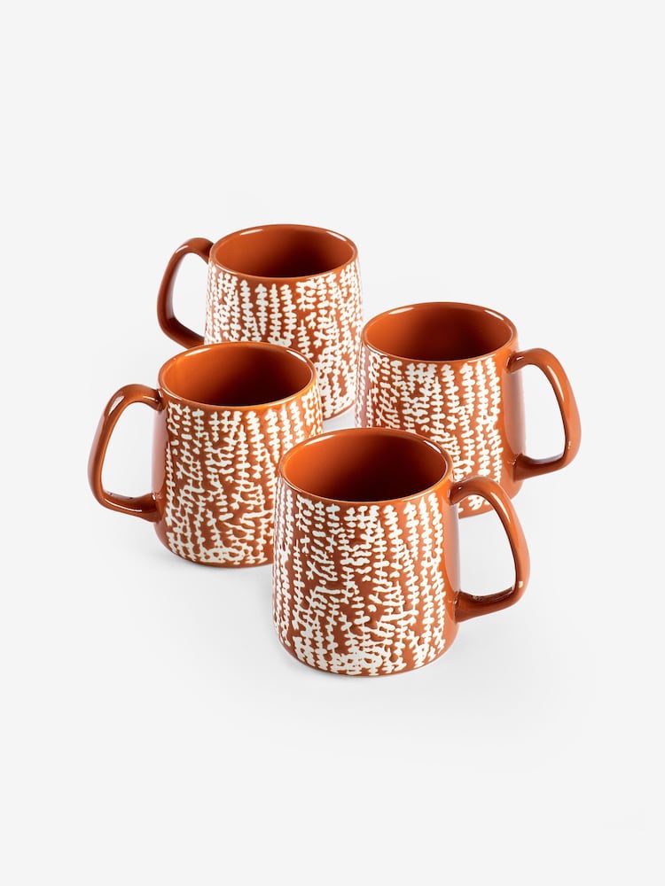 Rust Orange Set of 4 Trailing Leaf Mugs - Image 3 of 3