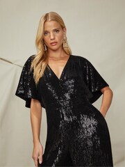 Ro&Zo Sequin Wide Leg Black Jumpsuit - Image 7 of 7