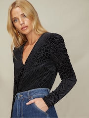 Ro&Zo Burnout High Neck Black Top - Image 1 of 1