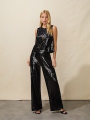 Ro&Zo Sequin Shell Black Top - Image 4 of 5