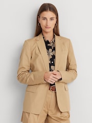 Lauren Ralph Lauren Tan Brown Bonaro Cotton Twill Blazer - Image 3 of 9