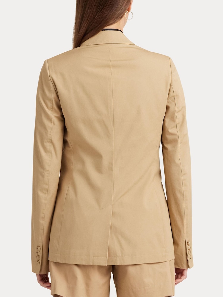Lauren Ralph Lauren Tan Brown Bonaro Cotton Twill Blazer - Image 4 of 9