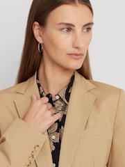 Lauren Ralph Lauren Tan Brown Bonaro Cotton Twill Blazer - Image 8 of 9