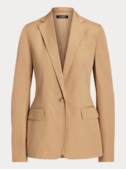 Lauren Ralph Lauren Tan Brown Bonaro Cotton Twill Blazer - Image 9 of 9