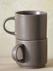 Set of 2 Mineral Grey Elda Stacking Mugs - Image 3 of 4