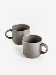 Set of 2 Mineral Grey Elda Stacking Mugs - Image 4 of 4