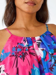 Roman Pink Floral Print Chiffon Cami Top - Image 5 of 5