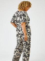 Roman Black Curve Tropical Print Jumpsuit - Image 2 of 4