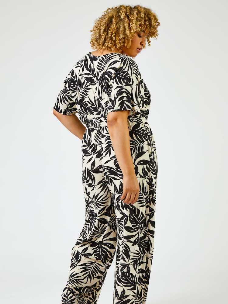 Roman Black Curve Tropical Print Jumpsuit - Image 2 of 4