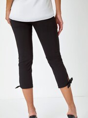 Roman Black Cropped Stretch Tie Hem Trousers - Image 2 of 5