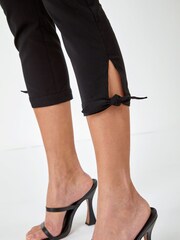 Roman Black Cropped Stretch Tie Hem Trousers - Image 5 of 5