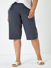 Roman Grey Curve Knee Length Stretch Shorts - Image 1 of 5