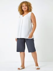 Roman Grey Curve Knee Length Stretch Shorts - Image 3 of 5