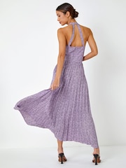 Roman Purple Ditsy Floral Halter Neck Maxi Dress - Image 2 of 5