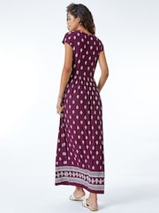 Roman Purple Paisley Border Print Maxi Dress - Image 2 of 5