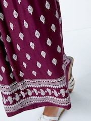 Roman Purple Paisley Border Print Maxi Dress - Image 5 of 5