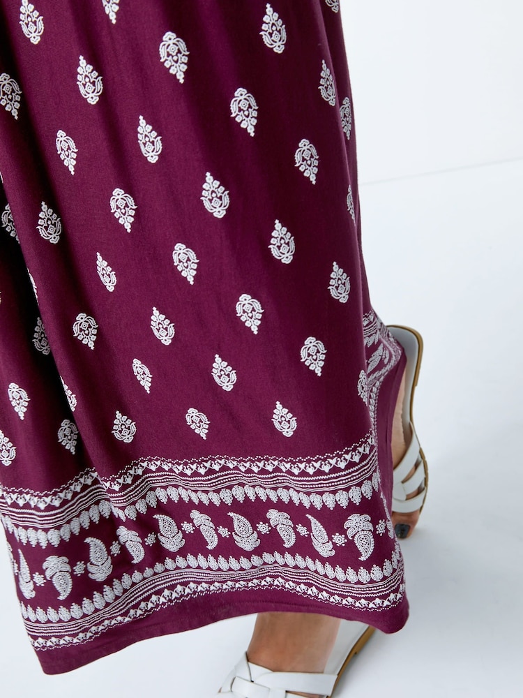Roman Purple Paisley Border Print Maxi Dress - Image 5 of 5