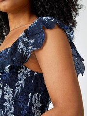 Roman Blue Petite Floral Print Tiered Maxi Dress - Image 5 of 5