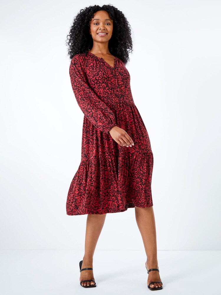 Roman Red Petite Animal Tie Stretch Dress - Image 1 of 5