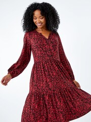 Roman Red Petite Animal Tie Stretch Dress - Image 3 of 5