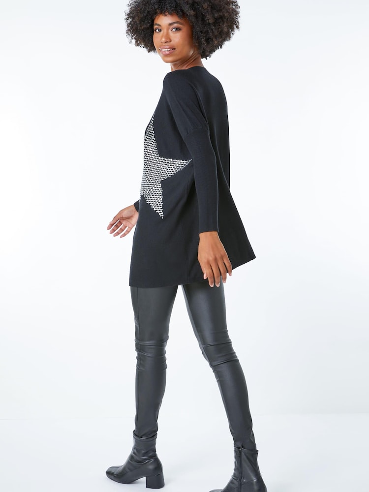 Roman Black Star Embellished Sparkle Jumper - Image 2 of 5