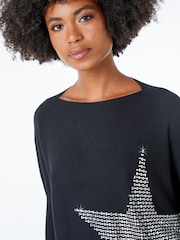 Roman Black Star Embellished Sparkle Jumper - Image 4 of 5