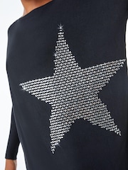 Roman Black Star Embellished Sparkle Jumper - Image 5 of 5