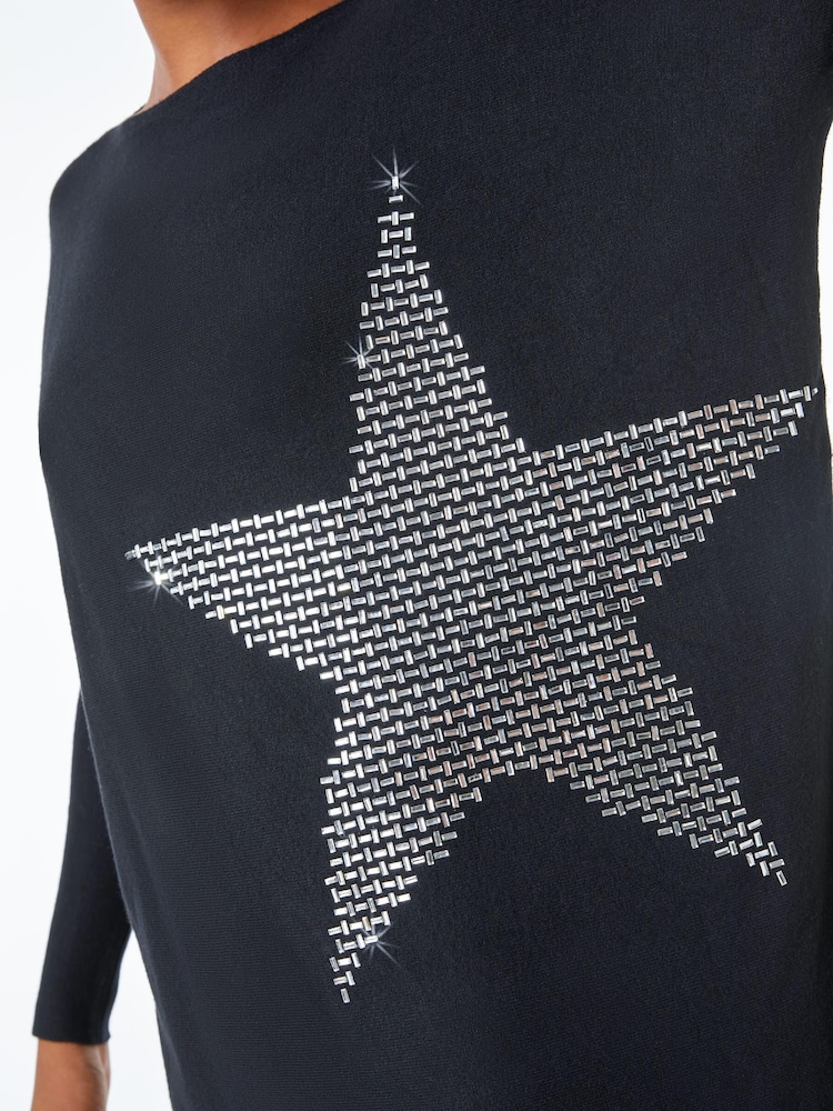 Roman Black Star Embellished Sparkle Jumper - Image 5 of 5
