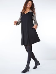 Roman Black 2 in 1 Swing Dress with Shirt - Image 3 of 5